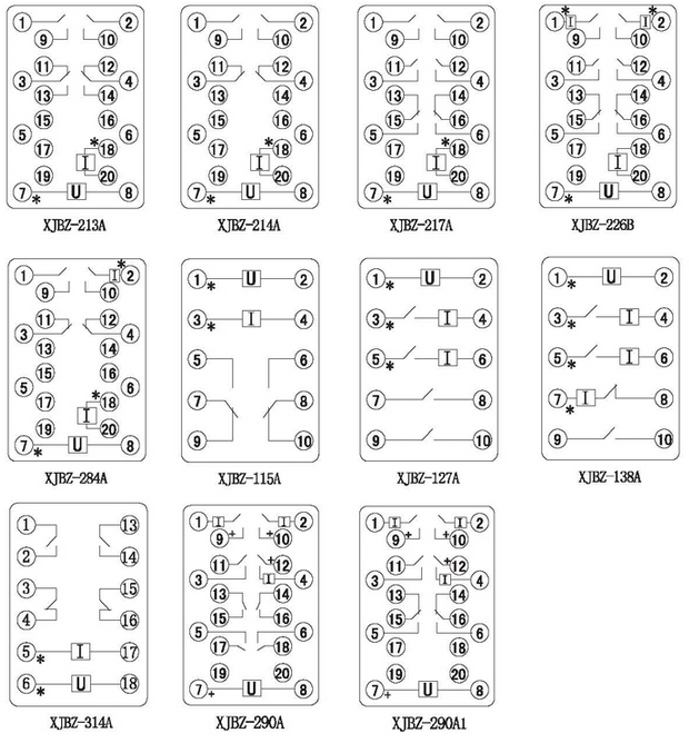 XJBZ-213A中间继电器内部接线图